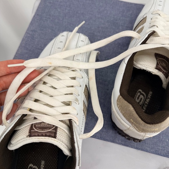 Skechers Urbantrack Forward Men 10 Whte Leather Sneakers 50661 Retro Driving - Picture 12 of 12